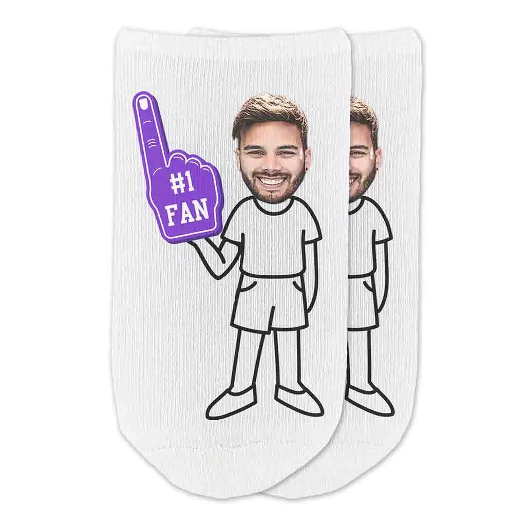 #1 Fan Photo No Show Socks Personalized For Men