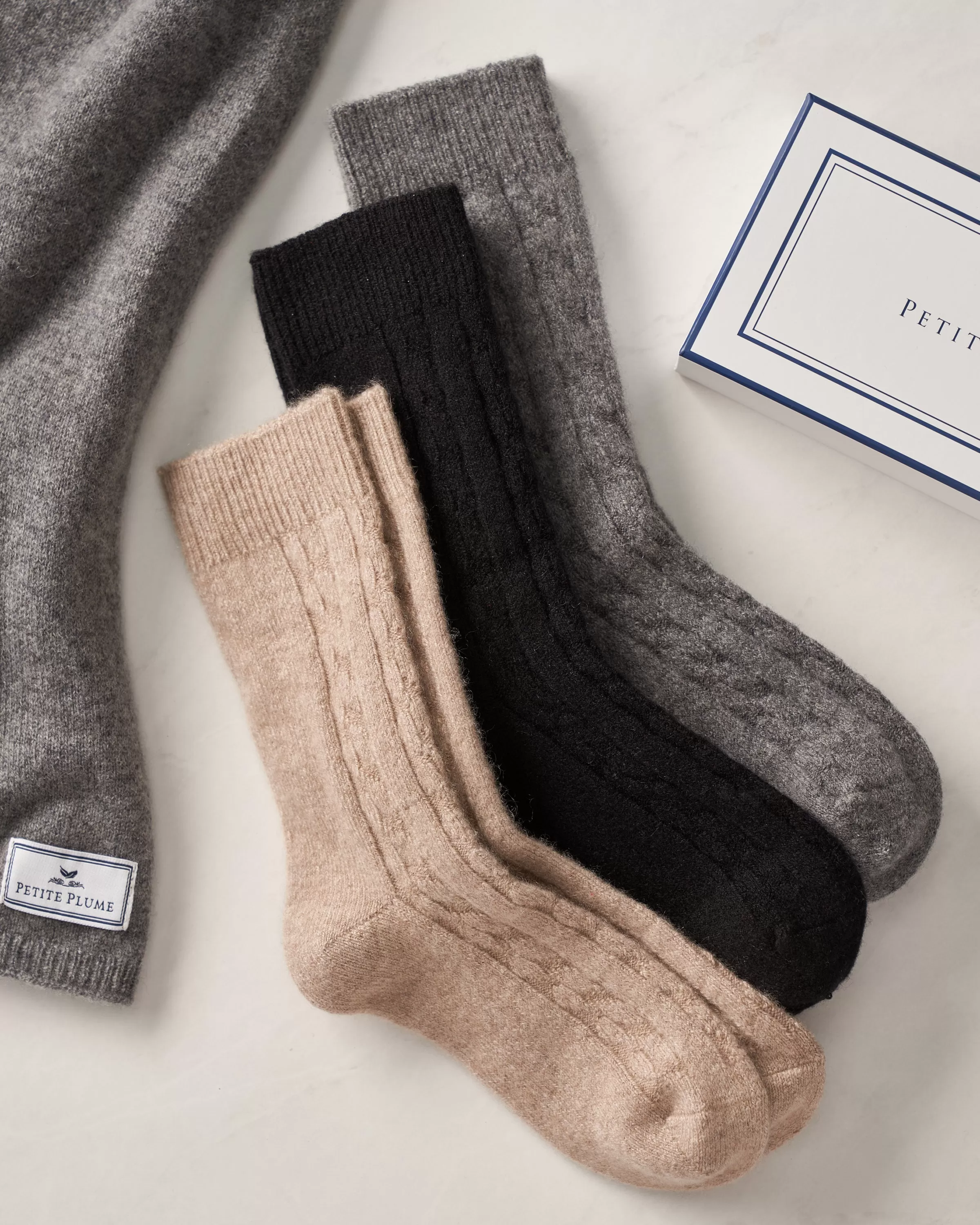 100% Cashmere Women's Socks in Beige