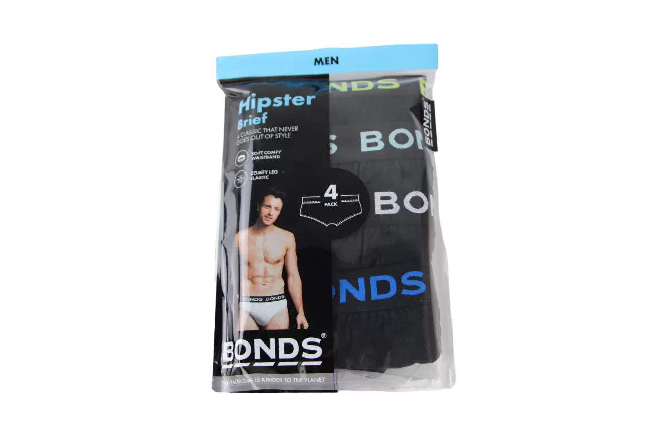 12 Pairs X Bonds Mens Hipster Briefs Black With Multicoloured Logo As1