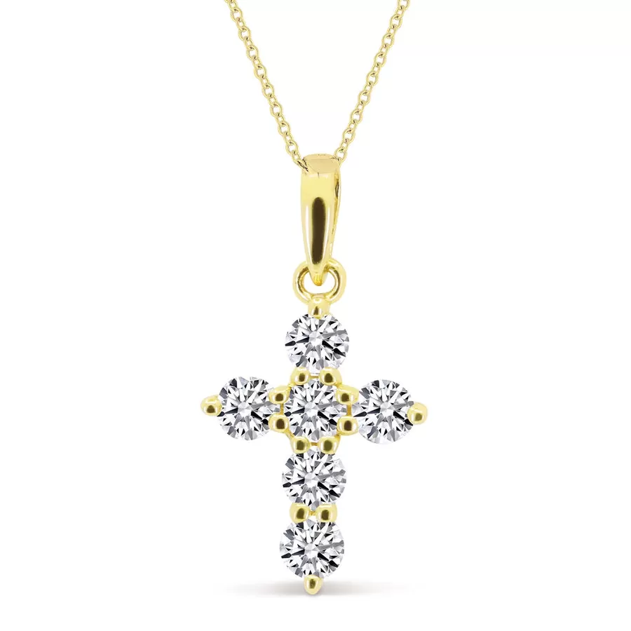 14K Gold Petite Diamond Cross Necklace