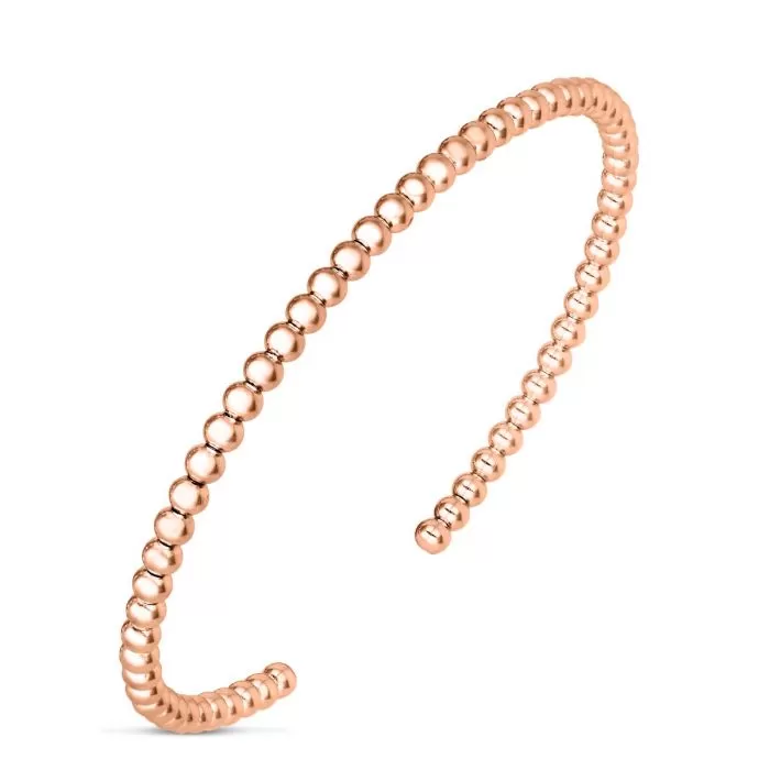 14K Rose Gold 3mm Bead Cuff - 6.75"