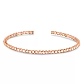 14K Rose Gold 3mm Bead Cuff - 6.75"