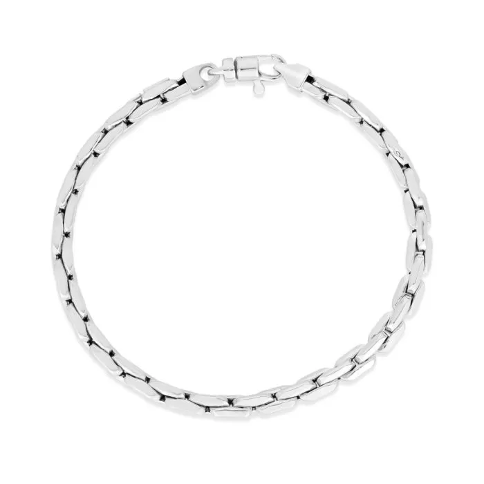 14K White Gold Compressed Cable Link Bracelet - 7.5"