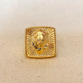 18k Gold Filled Lioness Signet Ring