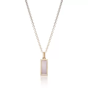 18K YELLOW GOLD RECTANGULAR MOTHER-OF-PEARL INLAY BAR PENDANT NECKLACE