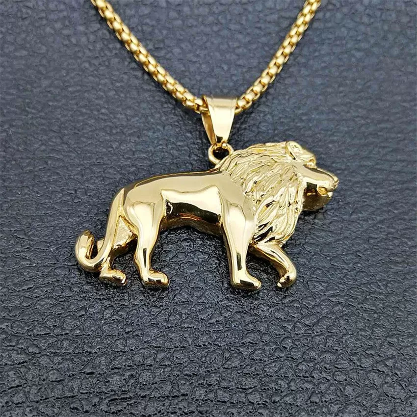 18KGP Stainless Steel Lion Pendant Necklace