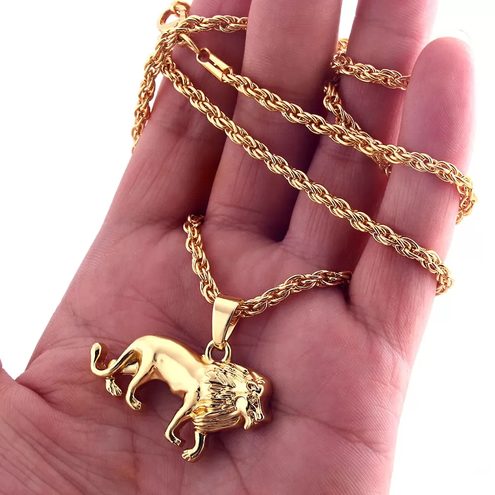 18KGP Stainless Steel Lion Pendant Necklace