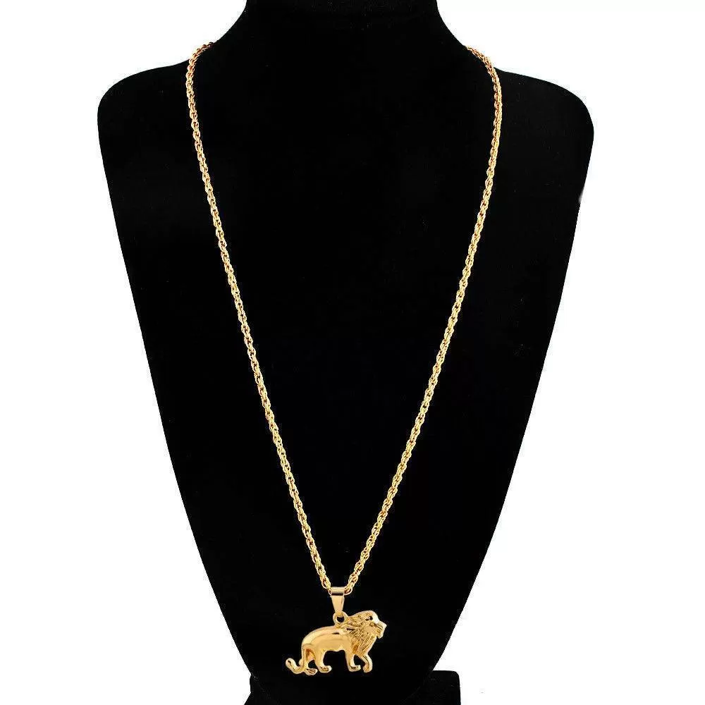 18KGP Stainless Steel Lion Pendant Necklace