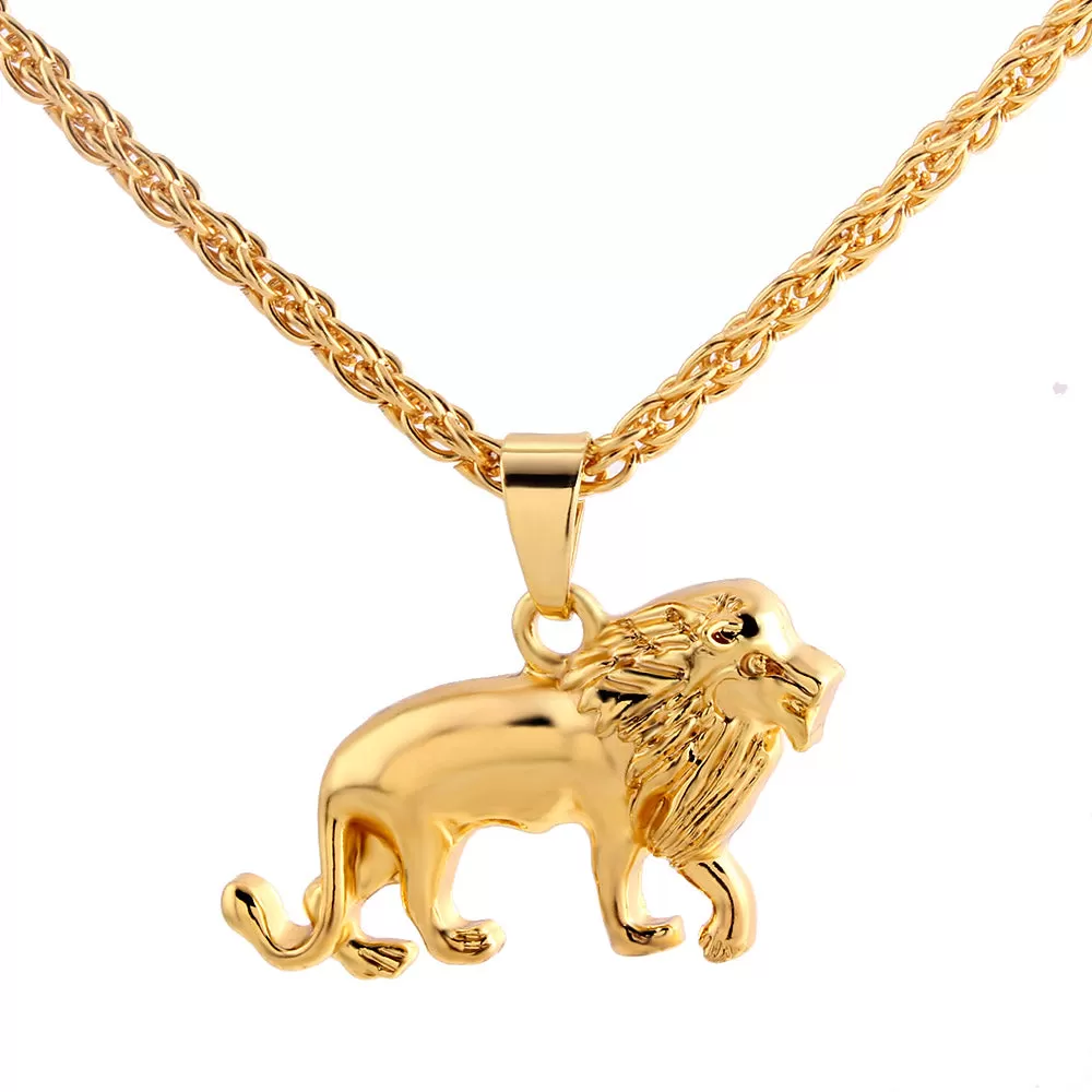 18KGP Stainless Steel Lion Pendant Necklace