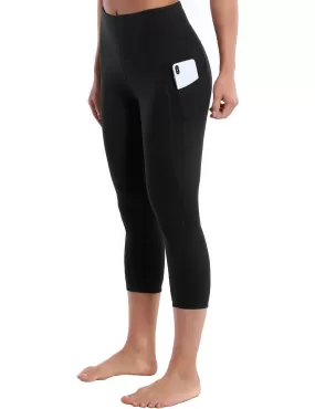 19 High Waist Side Pockets Capris black_yogastudio