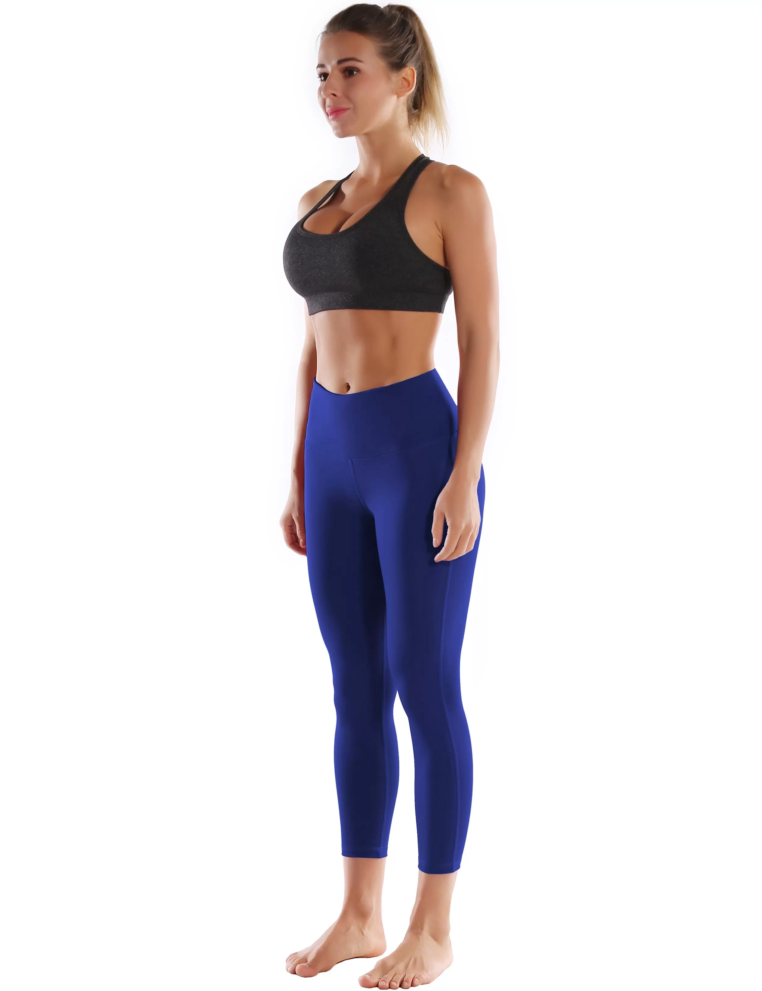 22 High Waist Side Line Capris navy_yogastudio