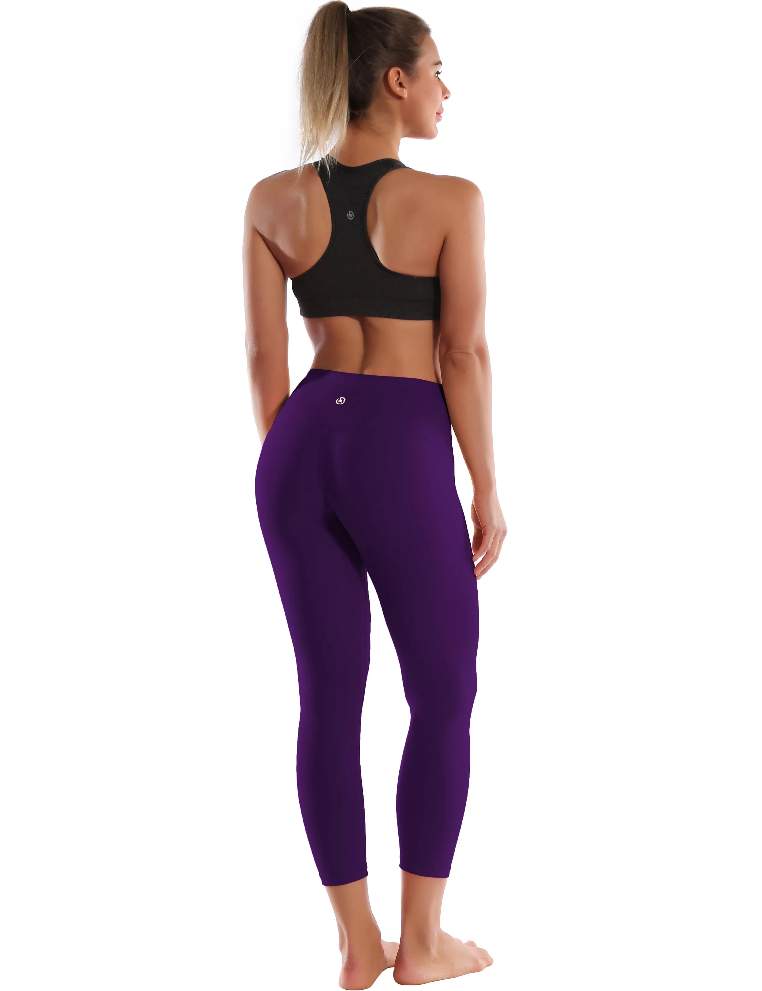 22" High Waist Crop Tight Capris eggplantpurple