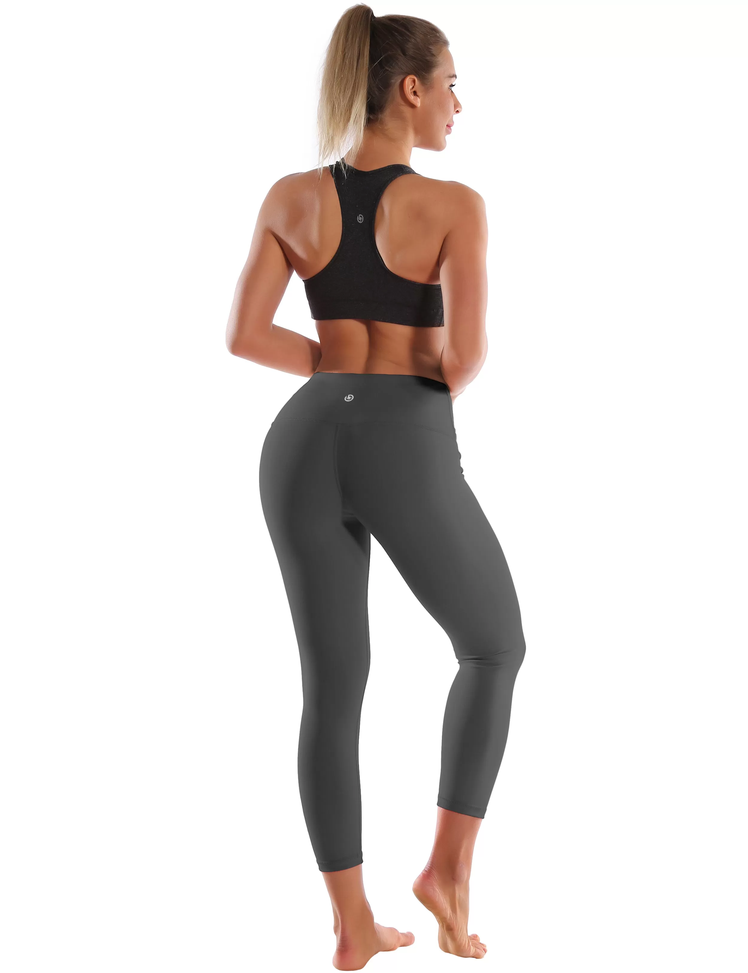 22" High Waist Crop Tight Capris shadowcharcoal