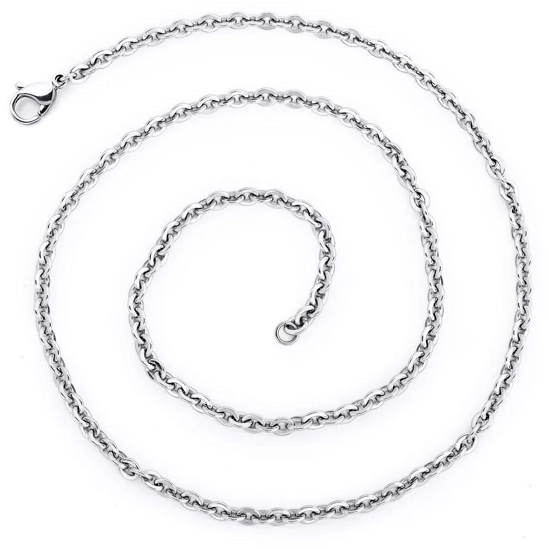 36 Inch 3.5mm Diamond Cut Stainless Steel Hammered Cable Chain Necklace