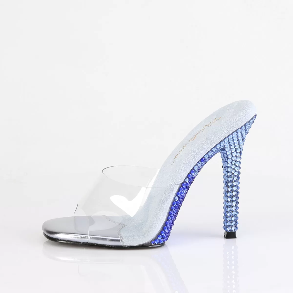 4 Inch Heel GALA-01DMM Clear Baby Blue Rhinestone