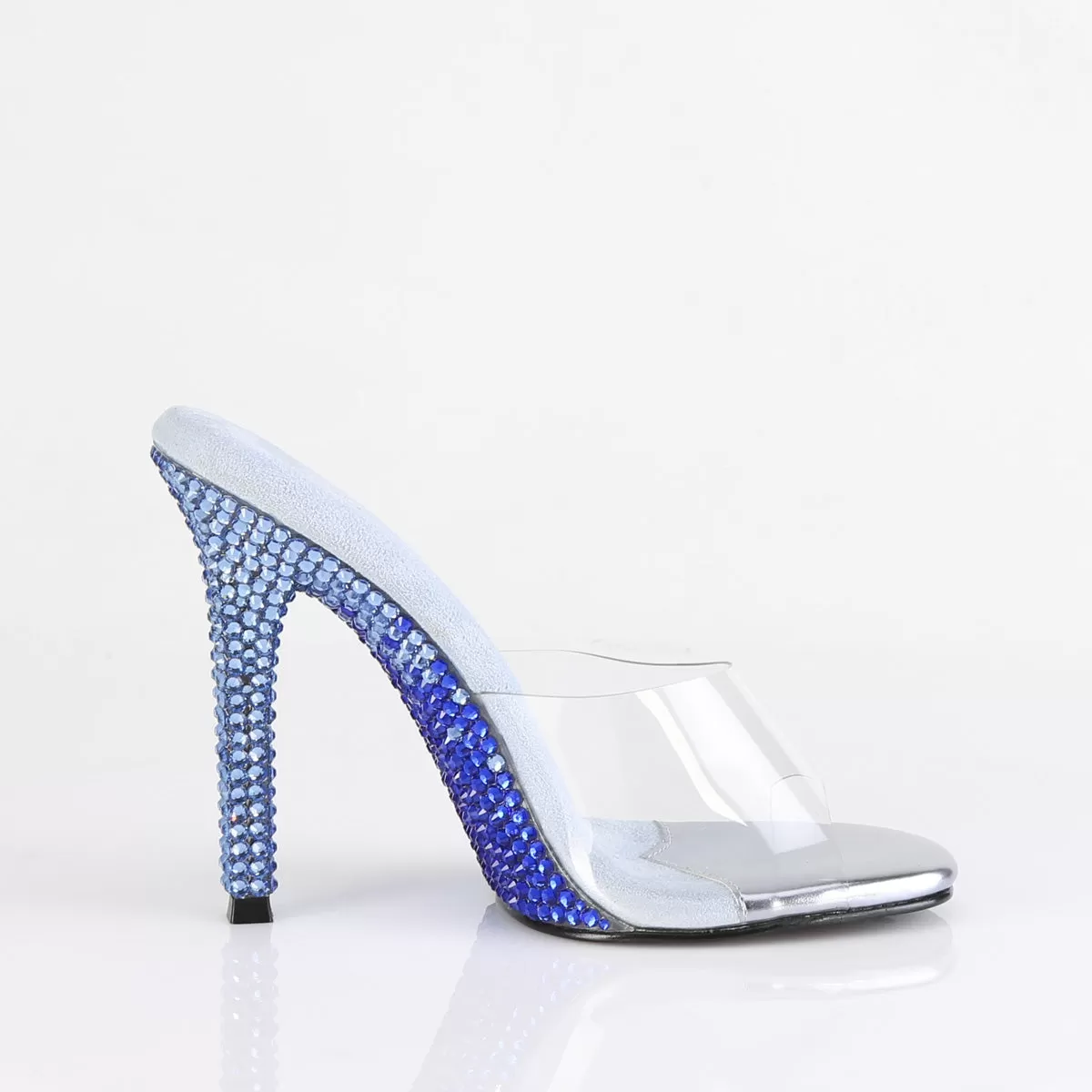 4 Inch Heel GALA-01DMM Clear Baby Blue Rhinestone