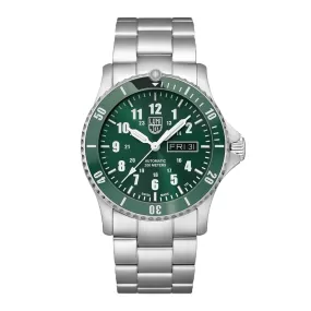 42MM LUMINOX SPORT TIMER AUTOMATIC WATCH WITH GREEN DAY AND DATE DIAL AND BEZEL