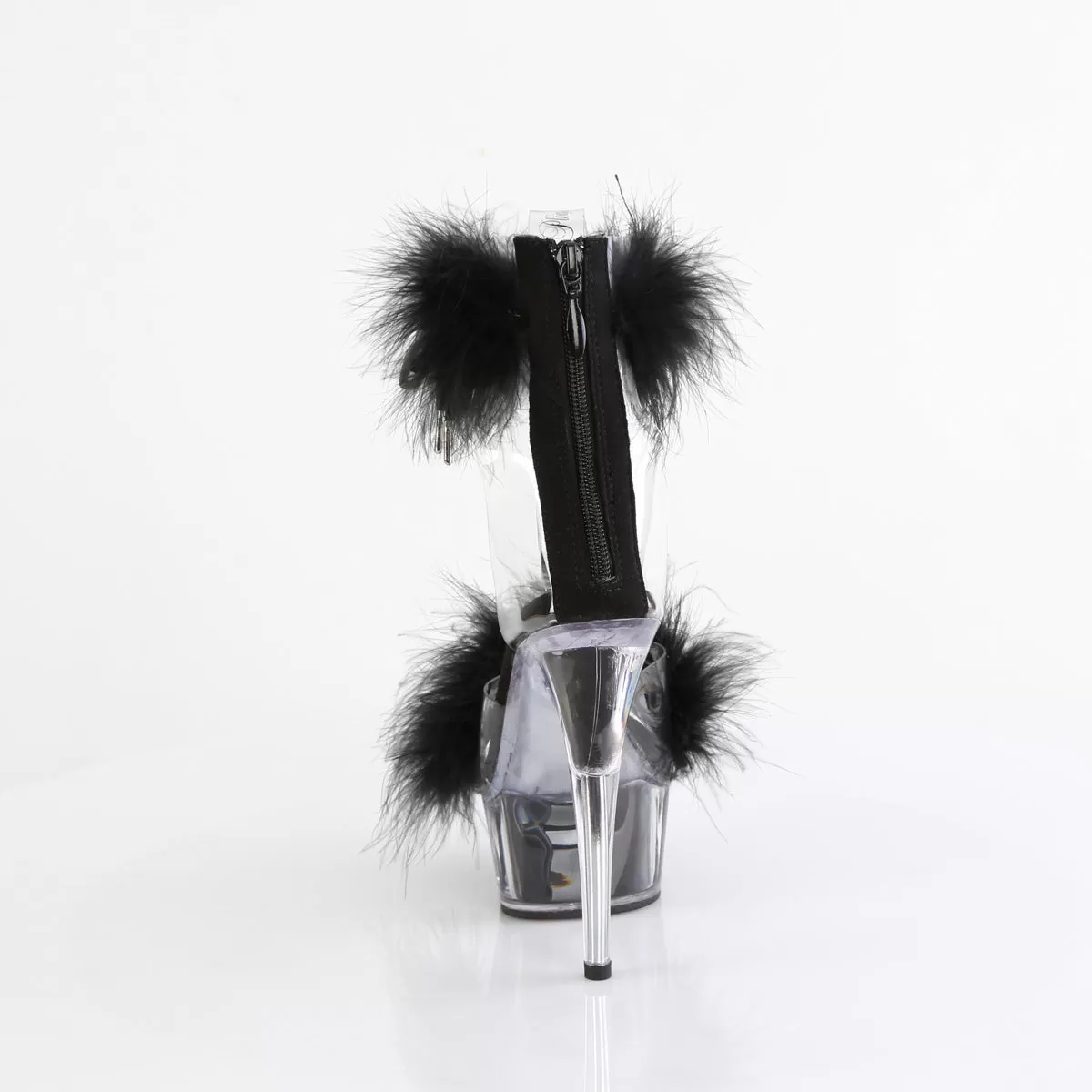 6 Inch Heel DELIGHT-624F Clear Black Fur