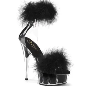 6 Inch Heel DELIGHT-624F Clear Black Fur