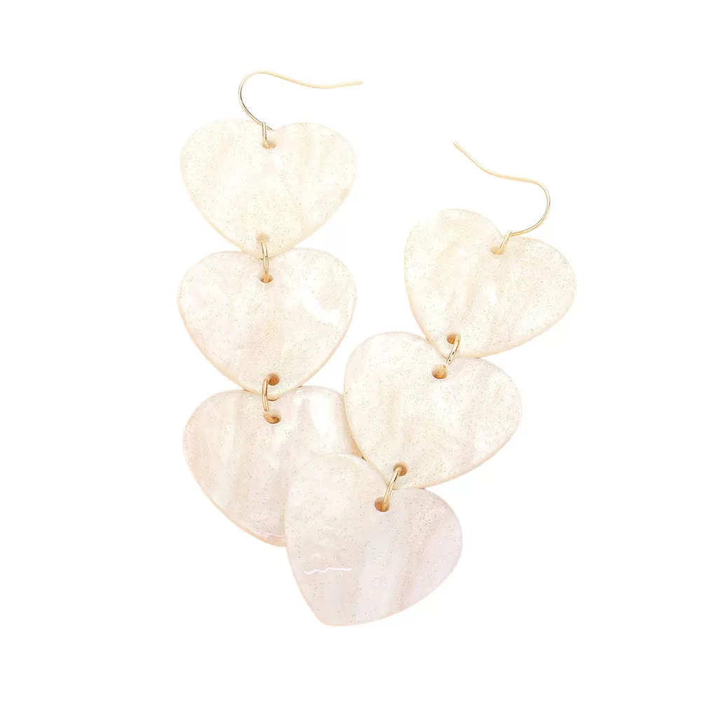 Acetate Heart Link Dropdown Earrings