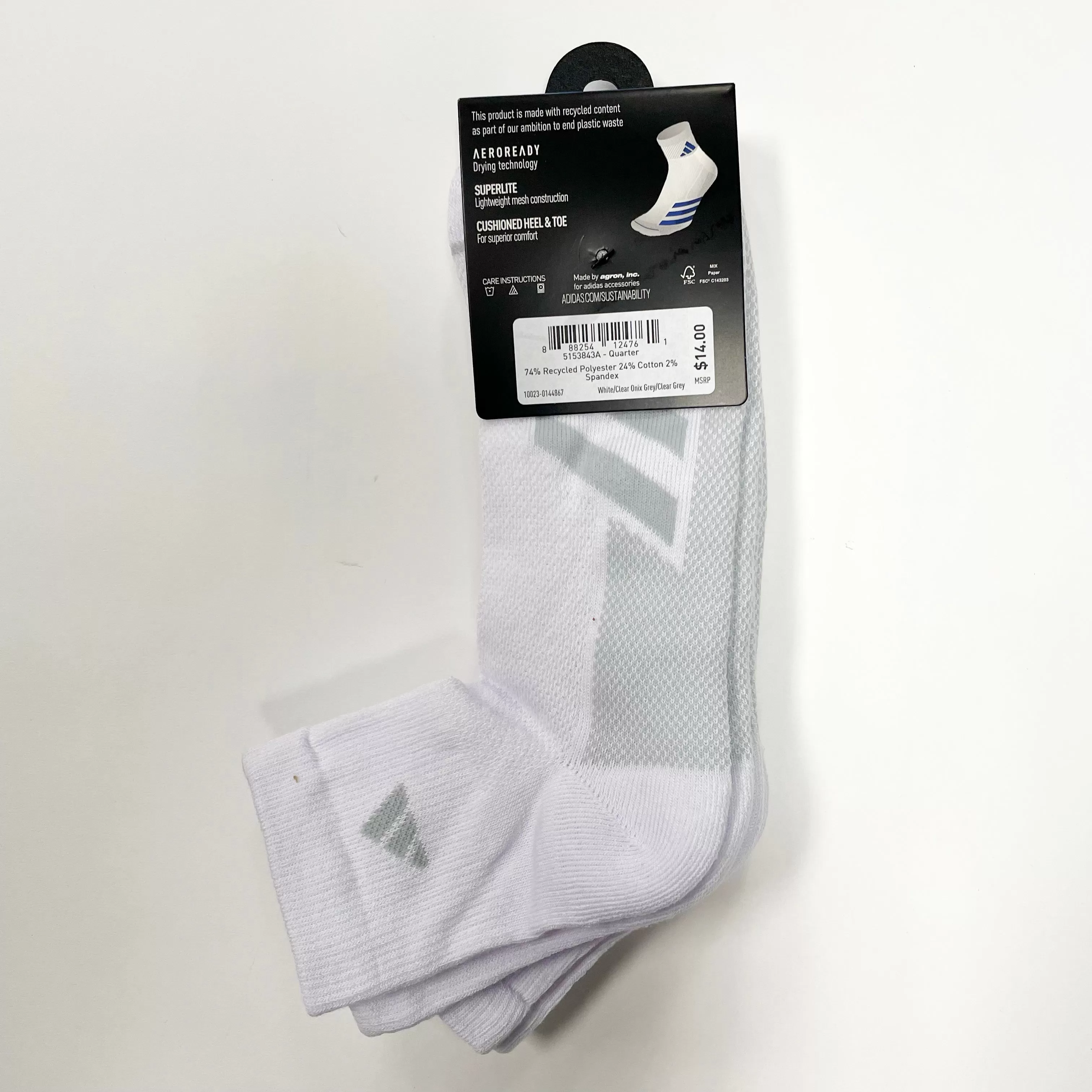 Adidas Men's Superlite quarter-cut 3 pairs socks