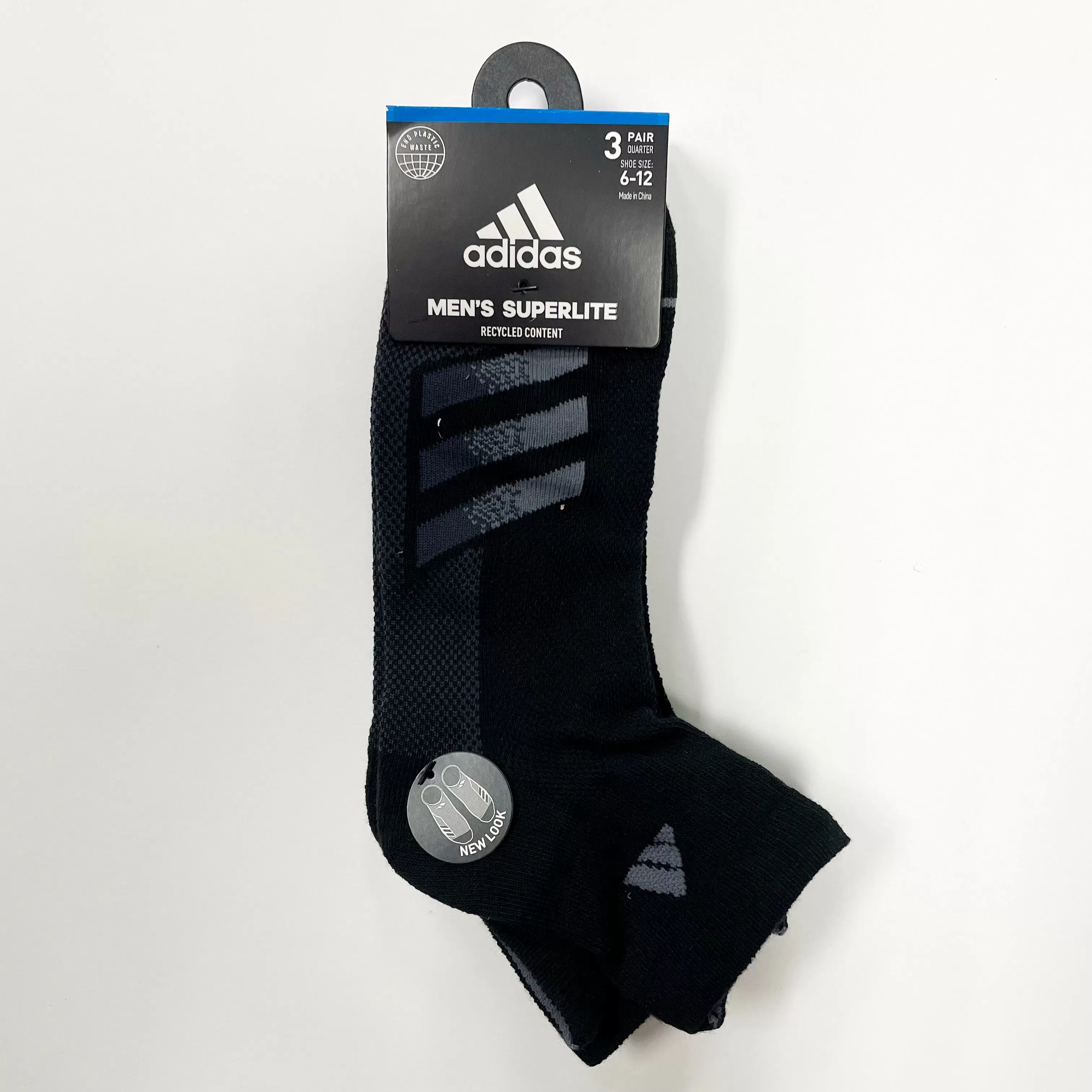 Adidas Men's Superlite quarter-cut 3 pairs socks