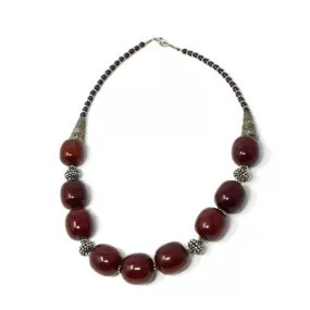 African Maroon Amber Neckline Necklace 03