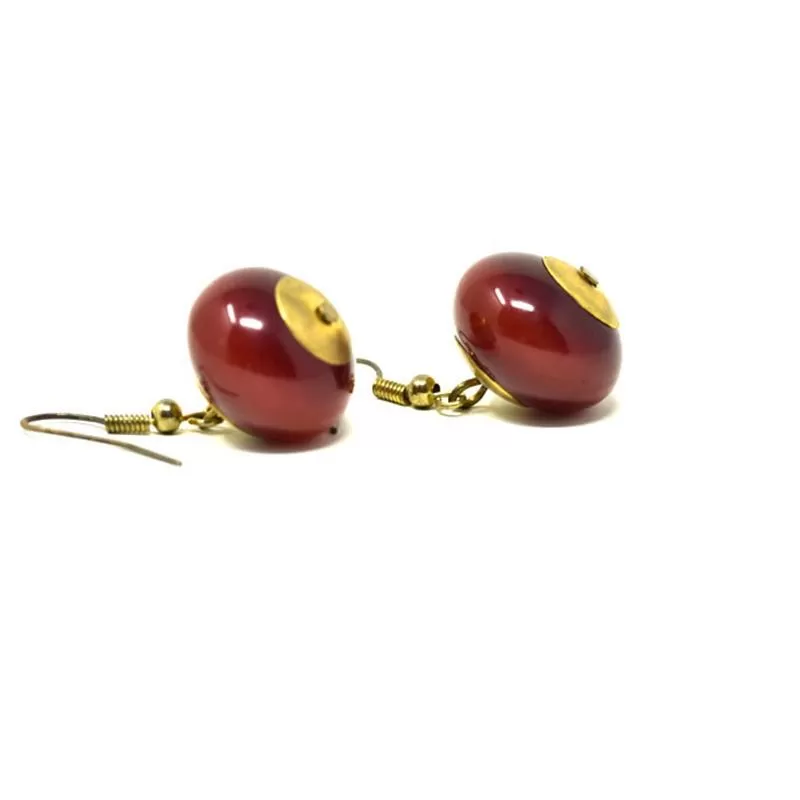 African Maroon Copal Resin Amber Earrings 01