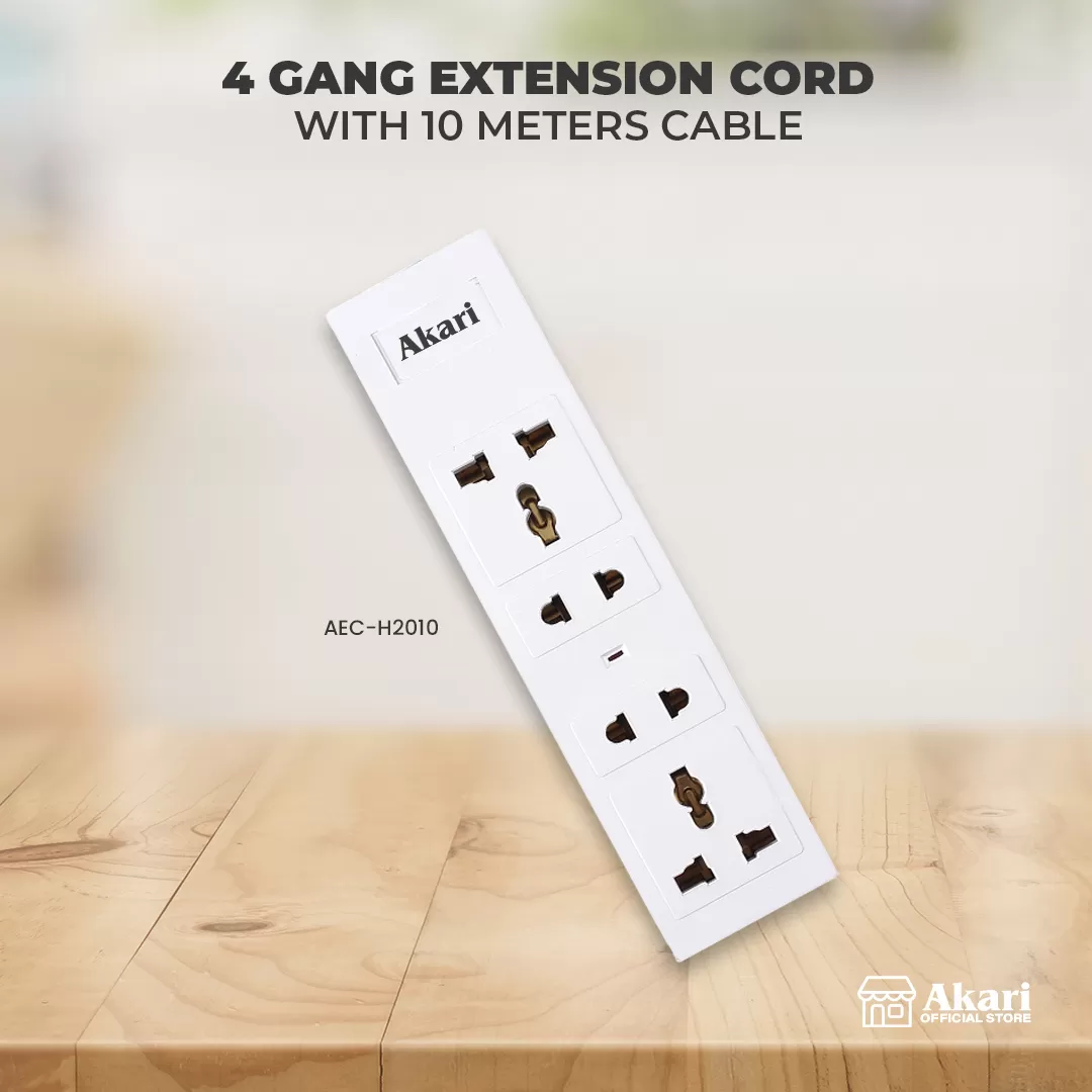 Akari 4 Gang With 10 Meters Cable Extension cord (AEC-H2010)