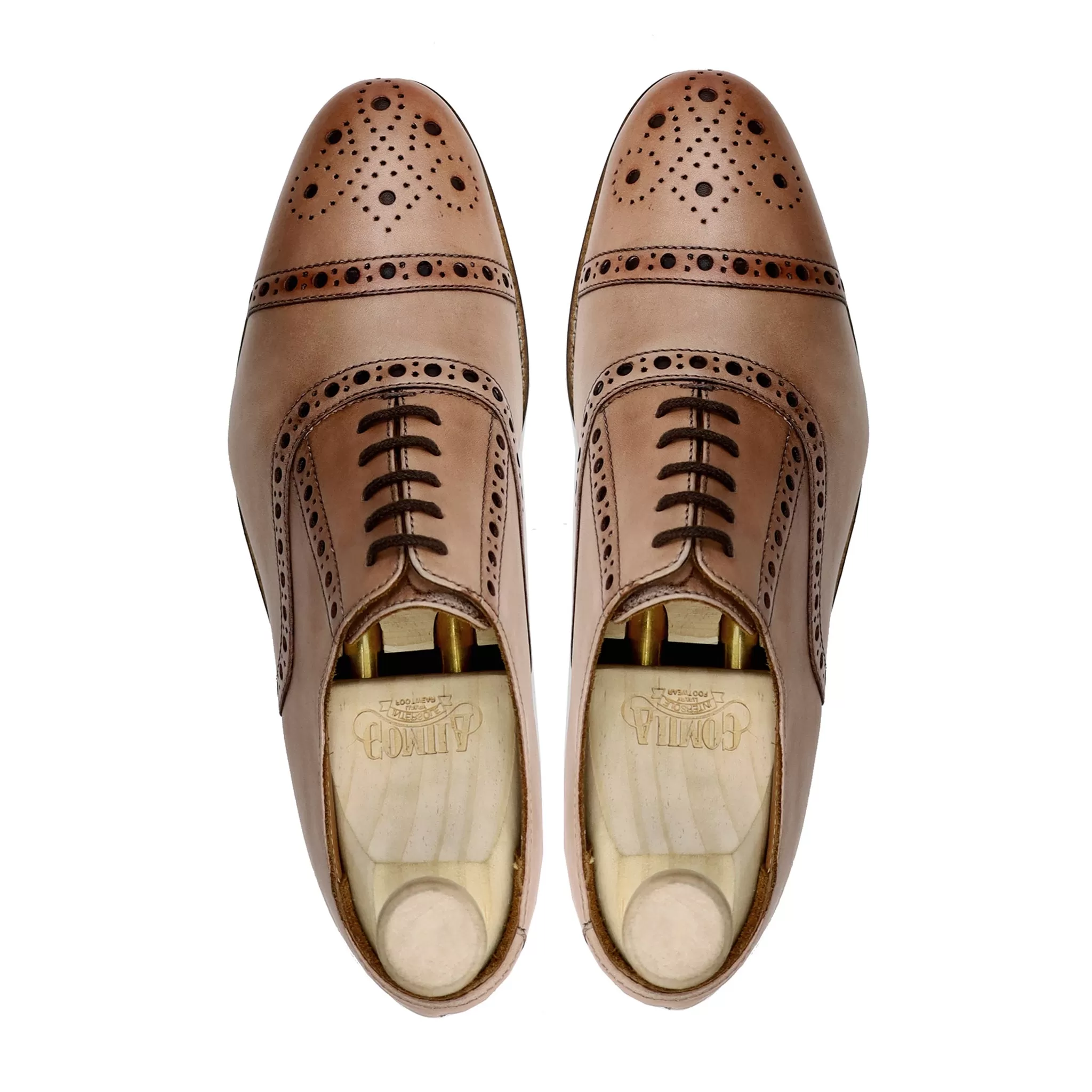 Algave - Men's Beige Calf Leather Oxford Shoe