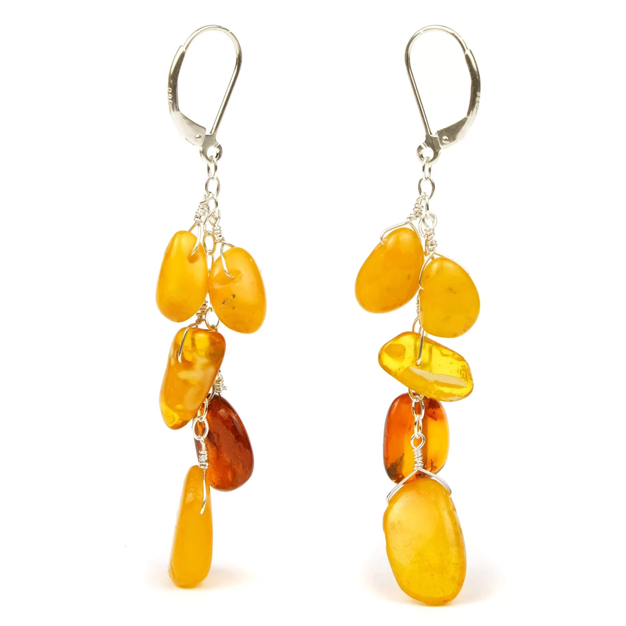 Amber Earrings with Sterling Silver Latch Back