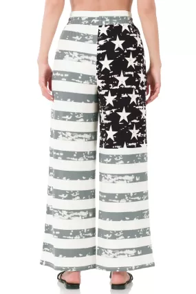 AMERICAN FLAG DRAWSTRING WIDE LEG PANTS