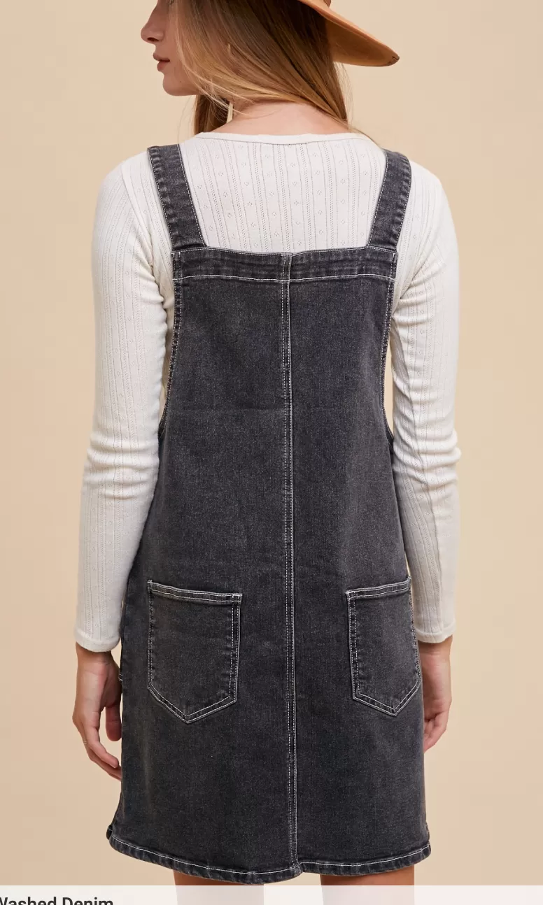 AnnieWear Stretch Denim Overall Mini Dress