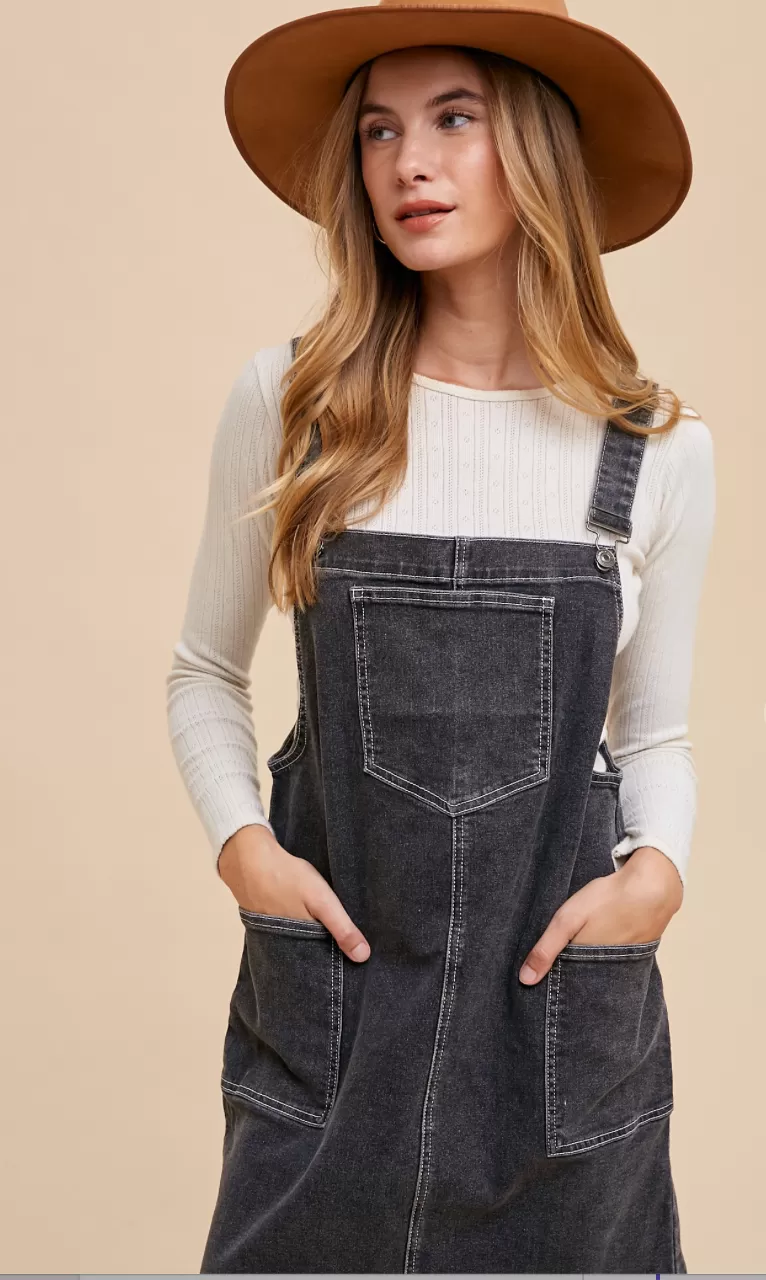 AnnieWear Stretch Denim Overall Mini Dress