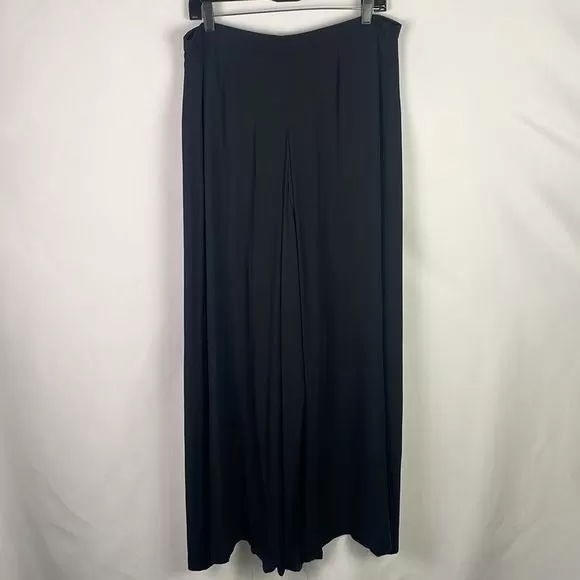 Armani Collezioni Black Wide Leg Trousers Slacks