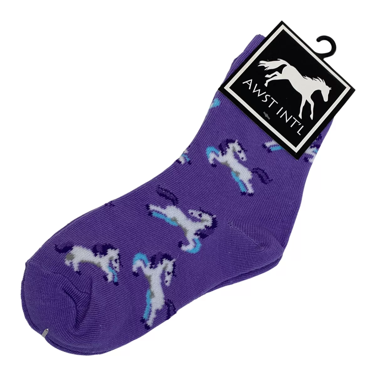 AWST Int'l Snaffle Bits Crew Socks in Purple - Children's 5-6