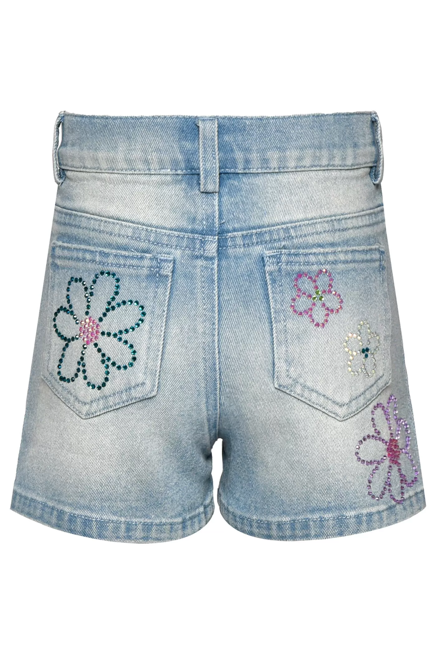 Baby Sara Denim Shorts w/Rhinestone Flower Detail