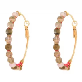 Beaded Tourmaline Hoop Earrings by Satellite Paris