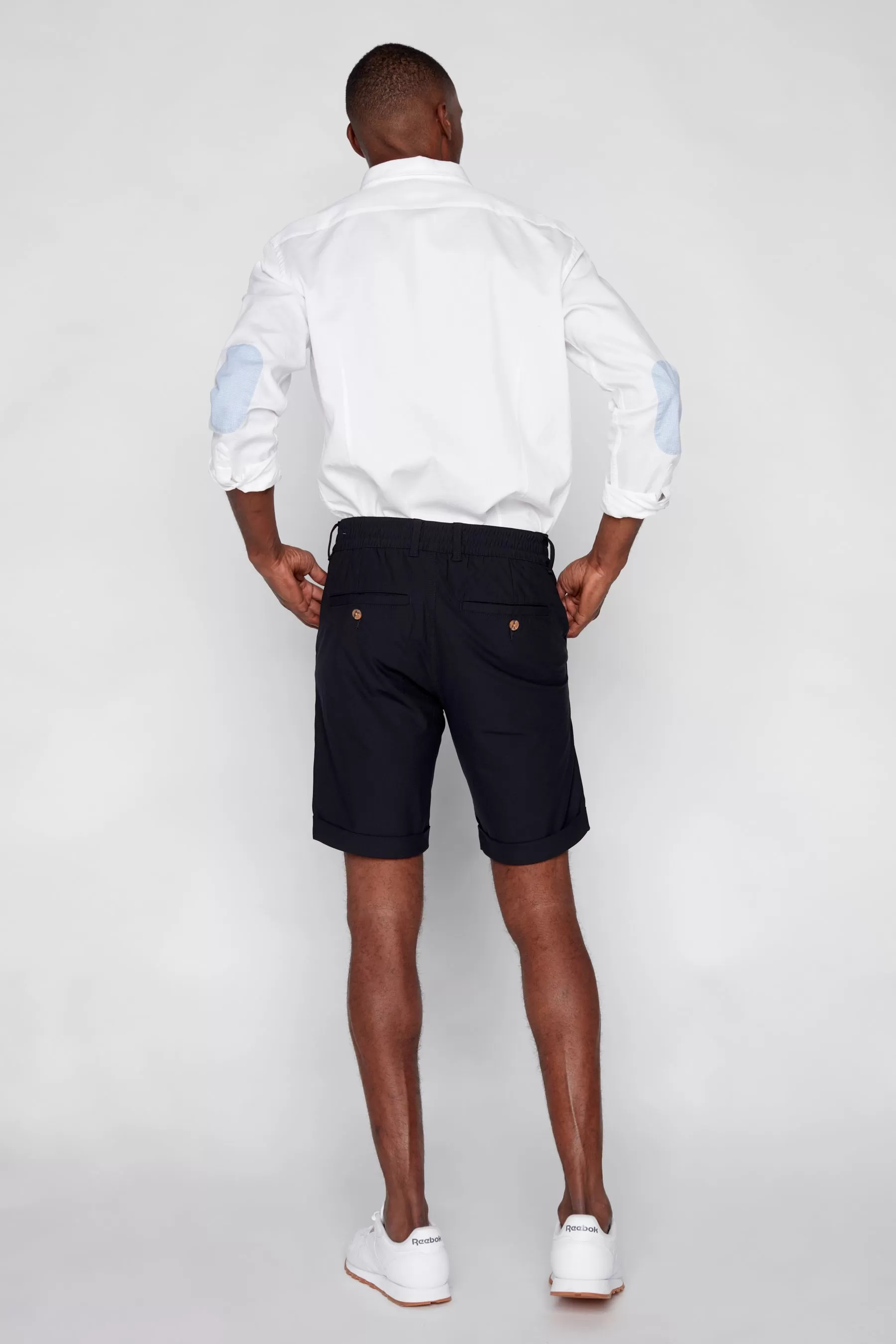 BILLY - Elastic Waist Roll Up Shorts - Navy