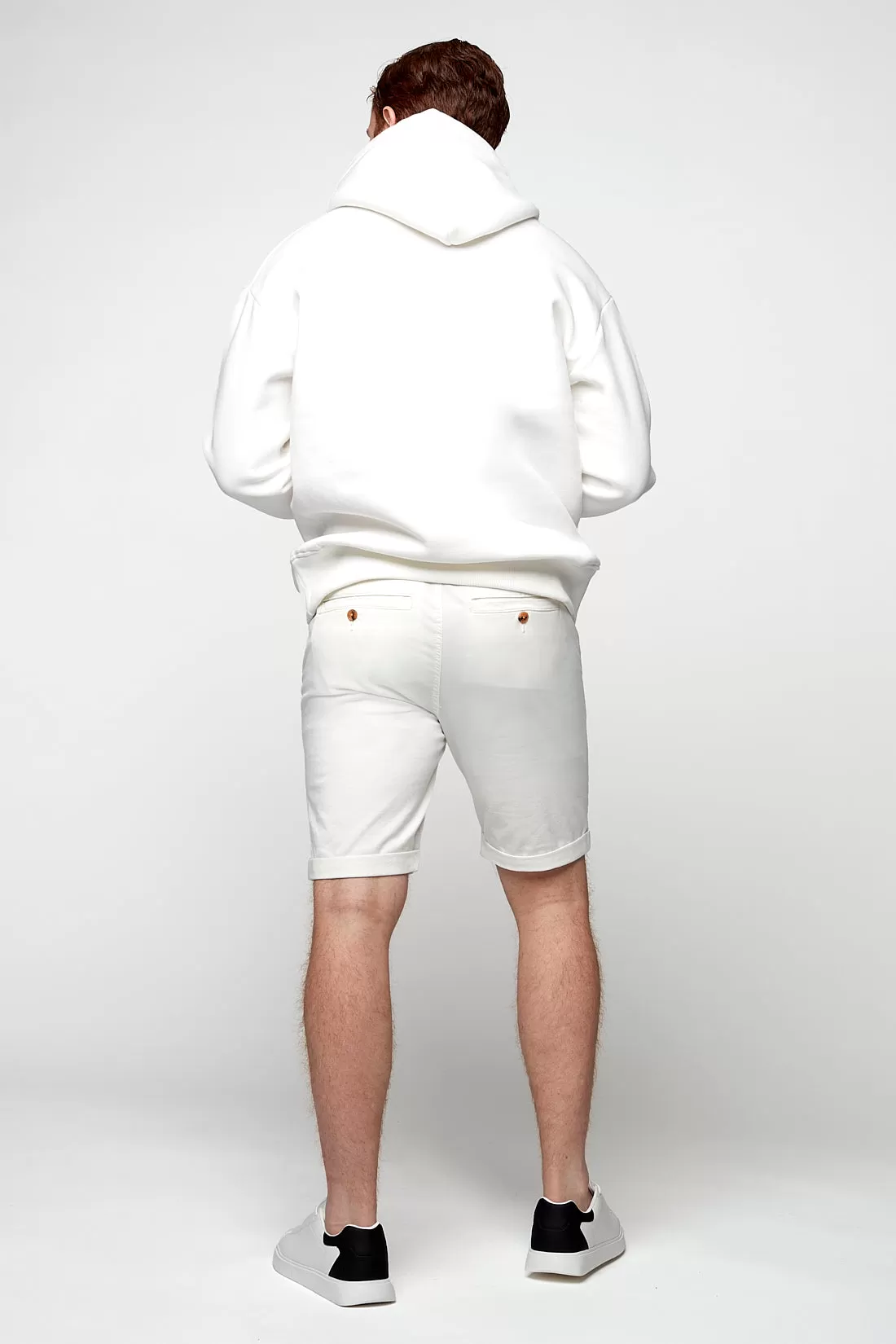 BILLY - Elastic Waist Roll Up Shorts - Off White