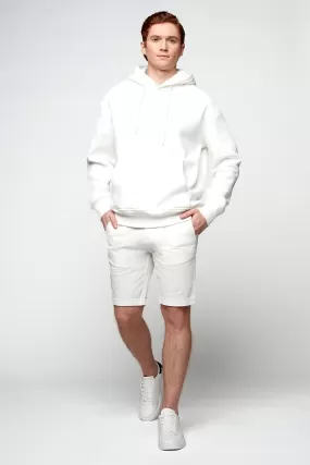 BILLY - Elastic Waist Roll Up Shorts - Off White