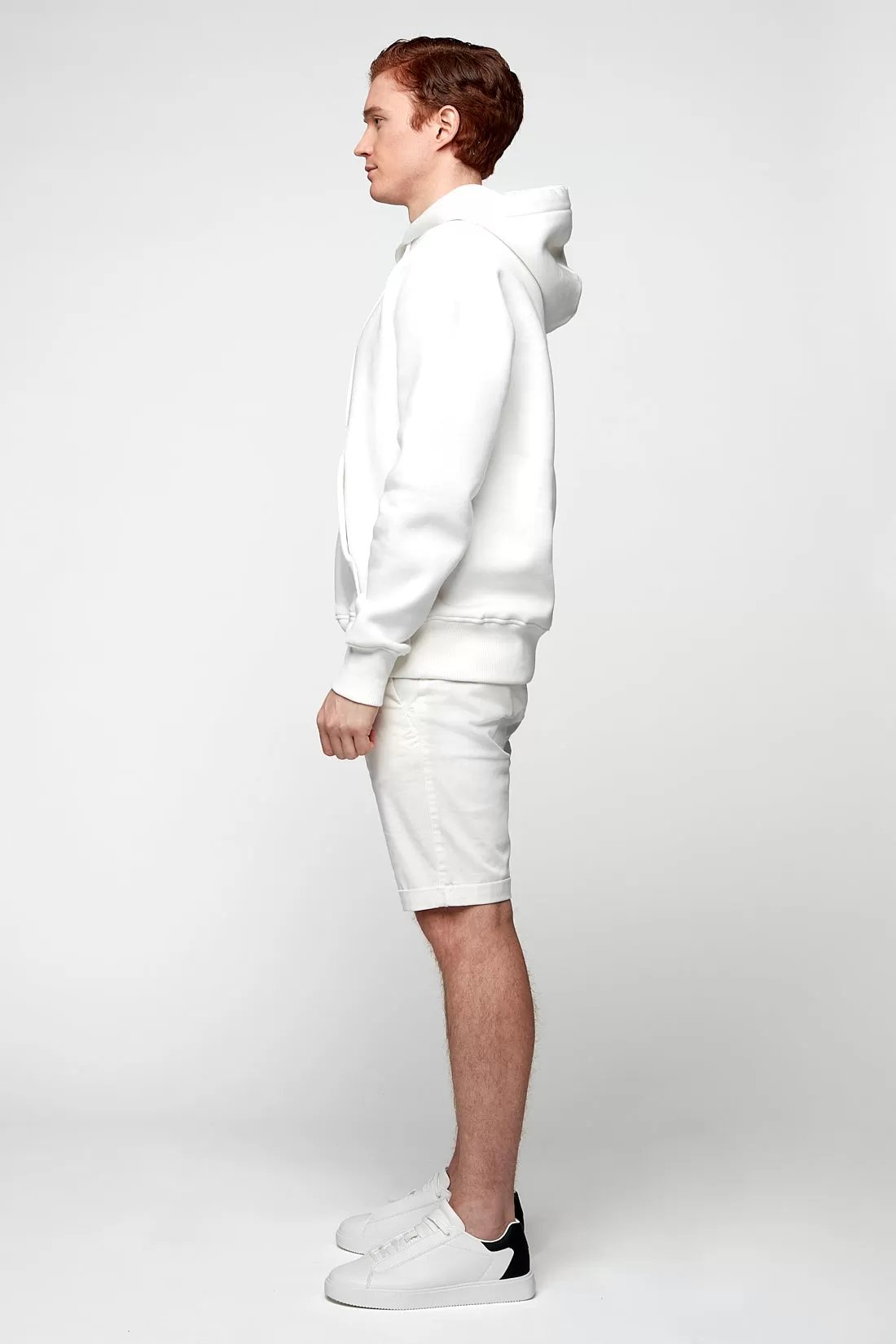 BILLY - Elastic Waist Roll Up Shorts - Off White