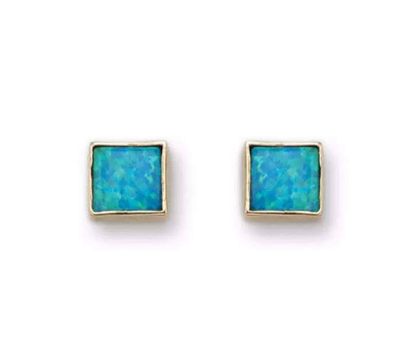 Bluenoemi Jewelry 9ct Gold Blue Opal Earrings ,  stud earrings / classic earrings