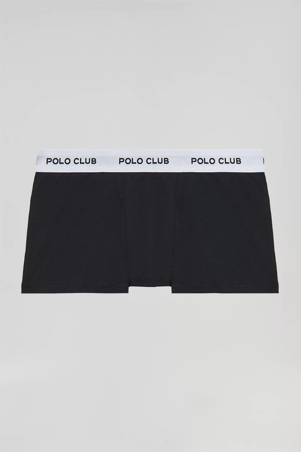 Boxer negro y blanco con logotipo Polo Club