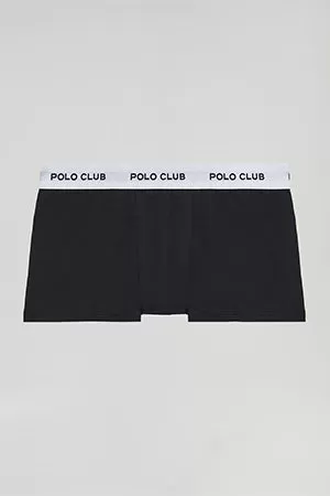 Boxer negro y blanco con logotipo Polo Club