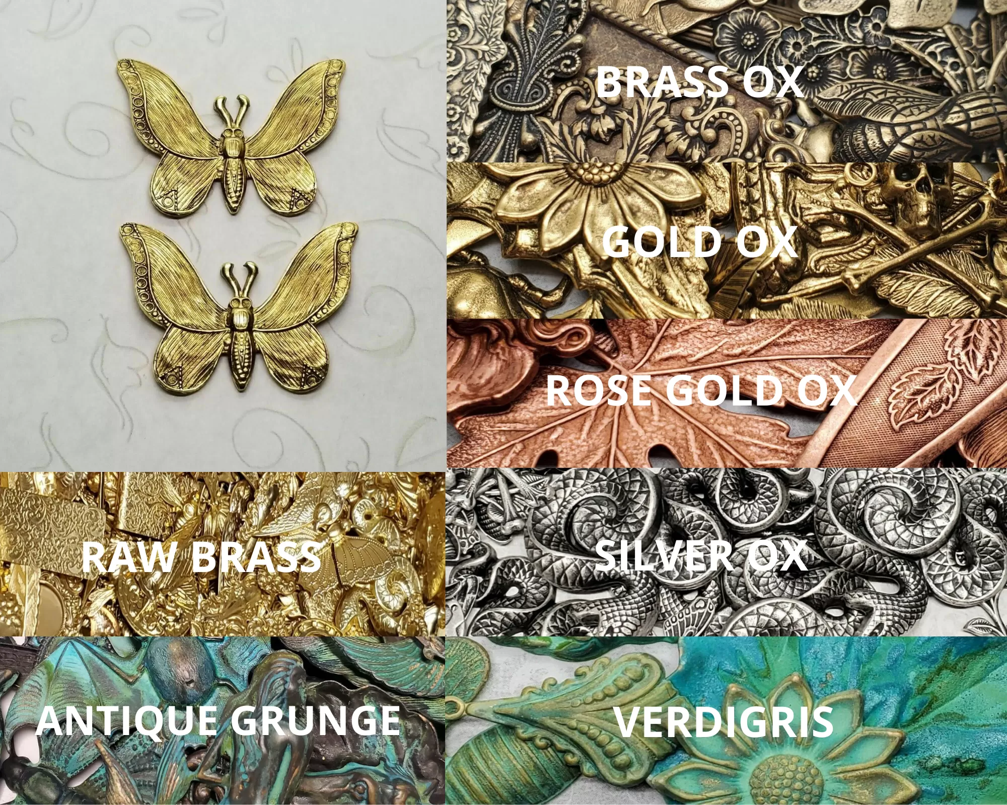 Brass Ornate Butterflies x 2 - 134RAT.