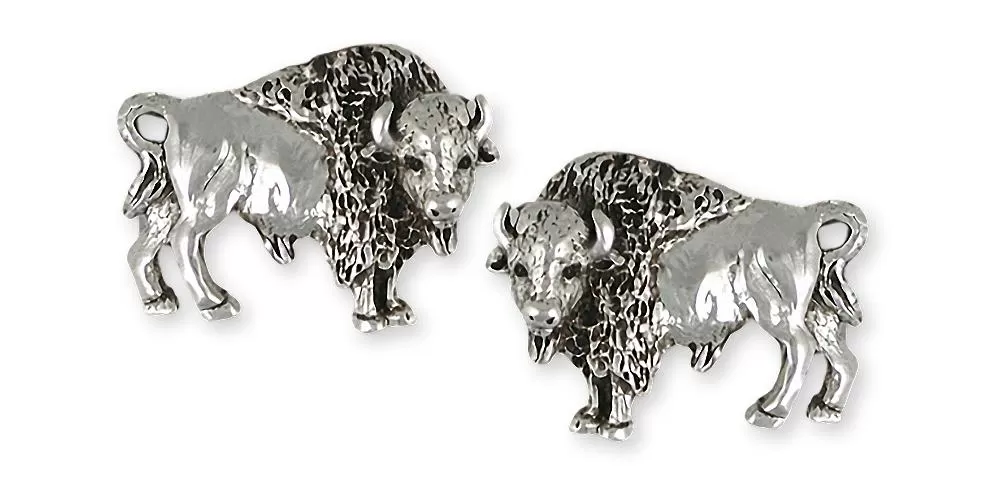 Buffalo Cufflinks Jewelry Sterling Silver Handmade Bison Cufflinks BUF6-CL