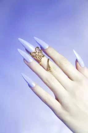 Butterfly nail midi ring in gold