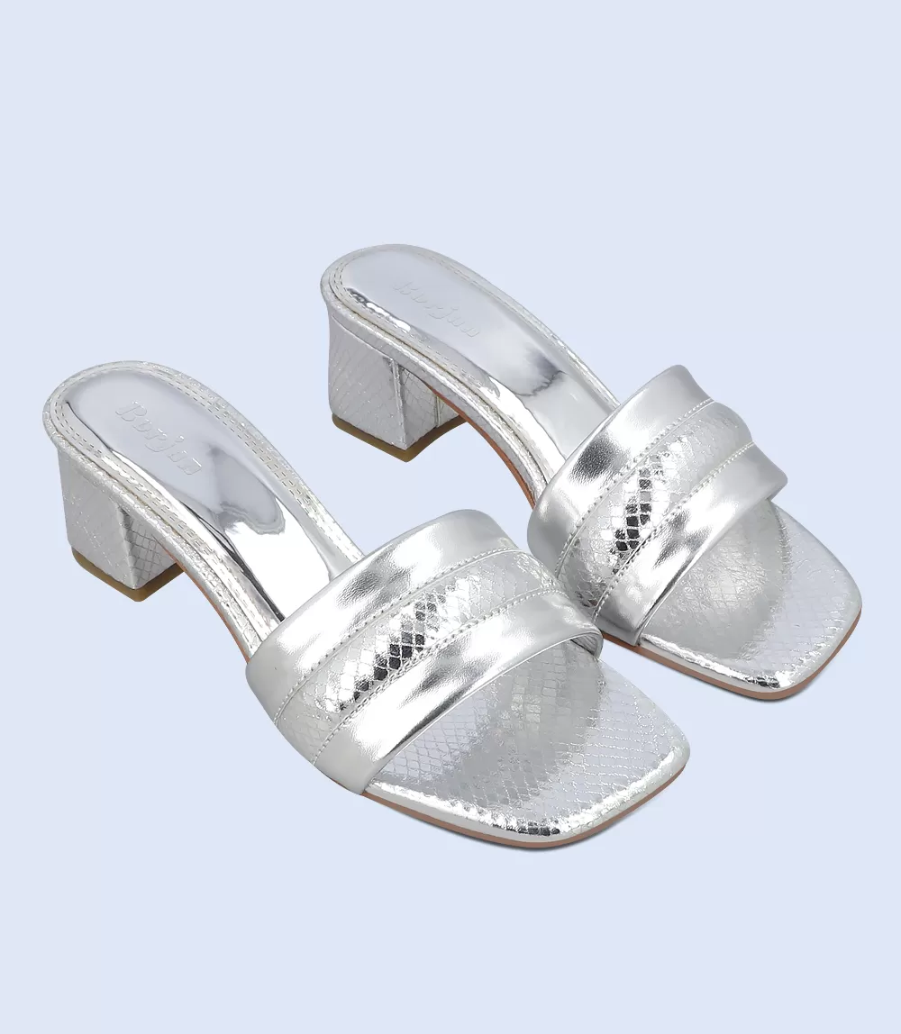 BW9495-SILVER-Women Formal Slipper Heel