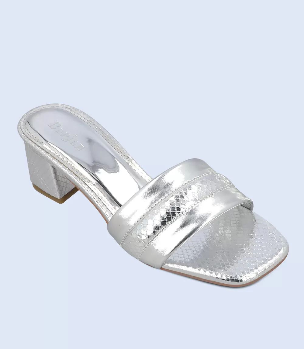 BW9495-SILVER-Women Formal Slipper Heel